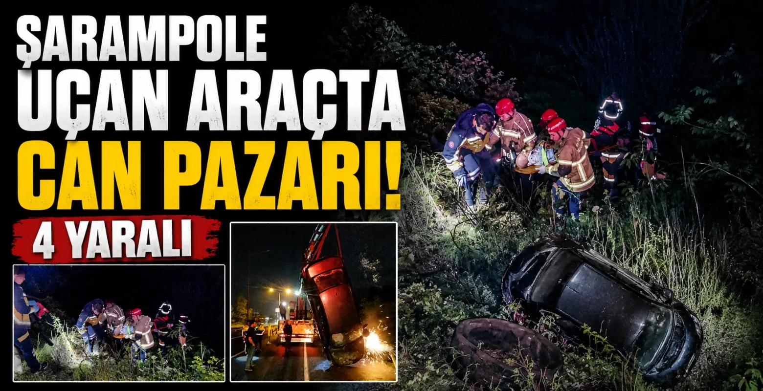 Şarampole uçan araçta can pazarı 4 yaralı