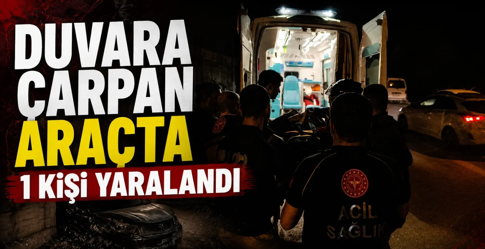 İnegöl'de kontrolden çıkan otomobil duvara çarptı