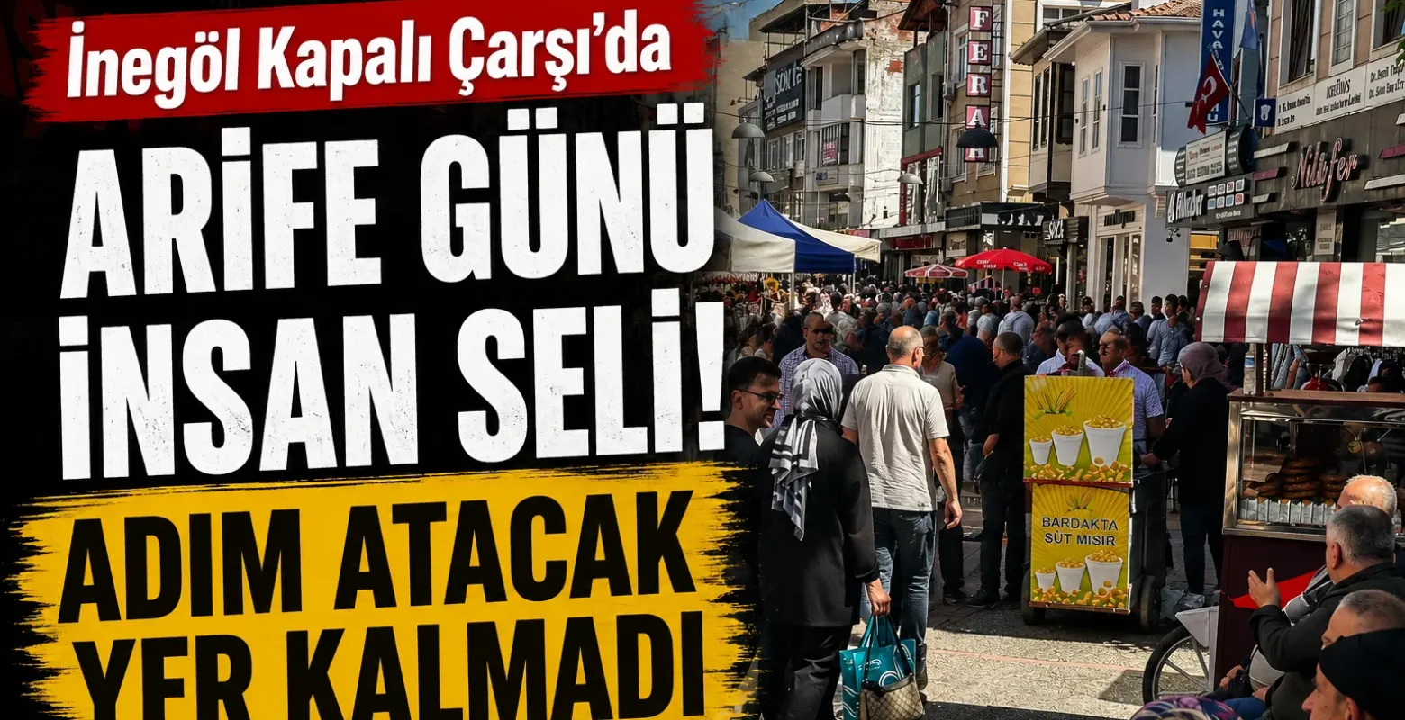 İnegöl Kapalı Çarşı’da arife günü insan seli! Adım atacak yer kalmadı
