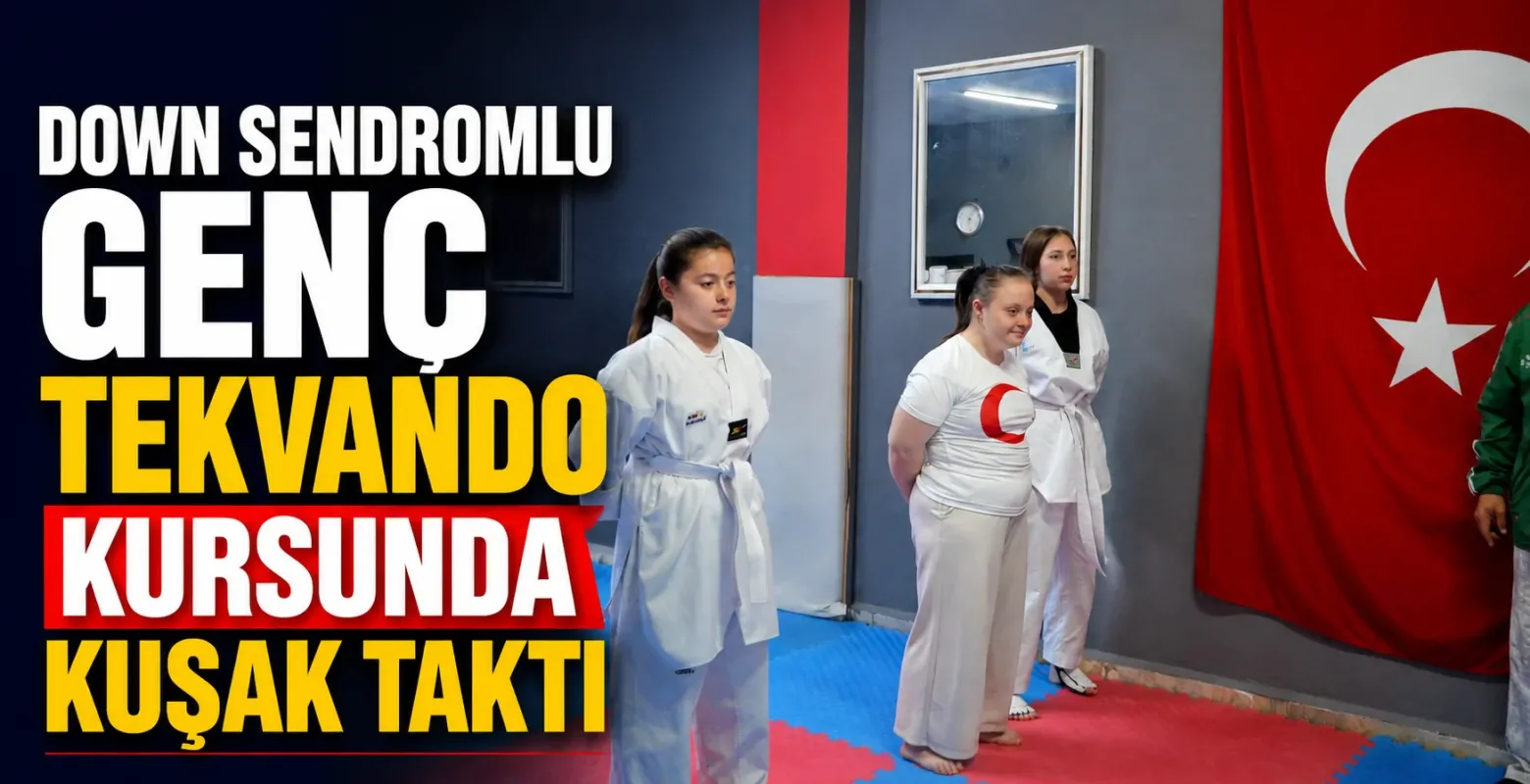 İnegöl'de down sendromlu Zeynep Kaya tekvandoda sarı kuşağa geçti