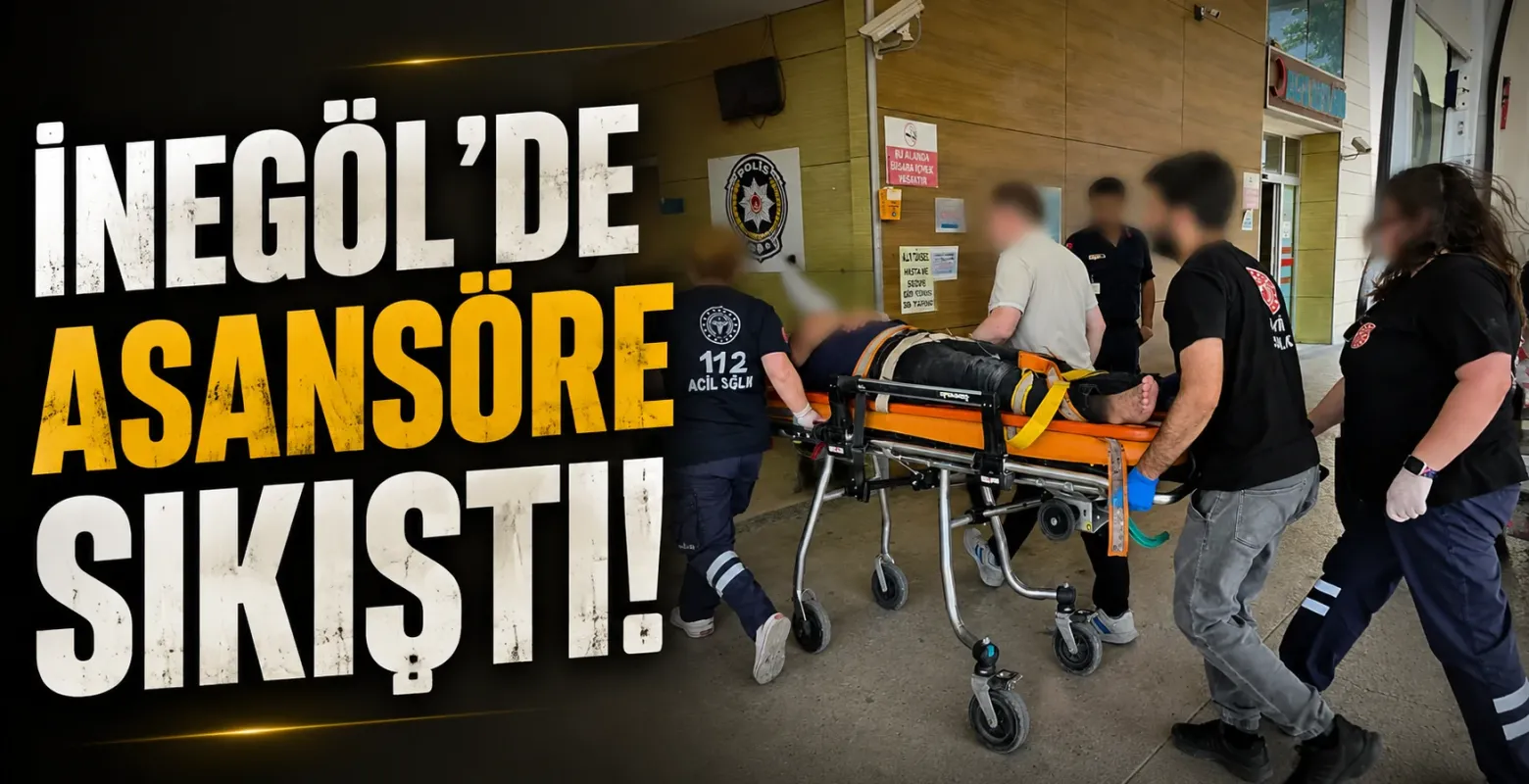 İnegöl'de asansöre sıkıştı!