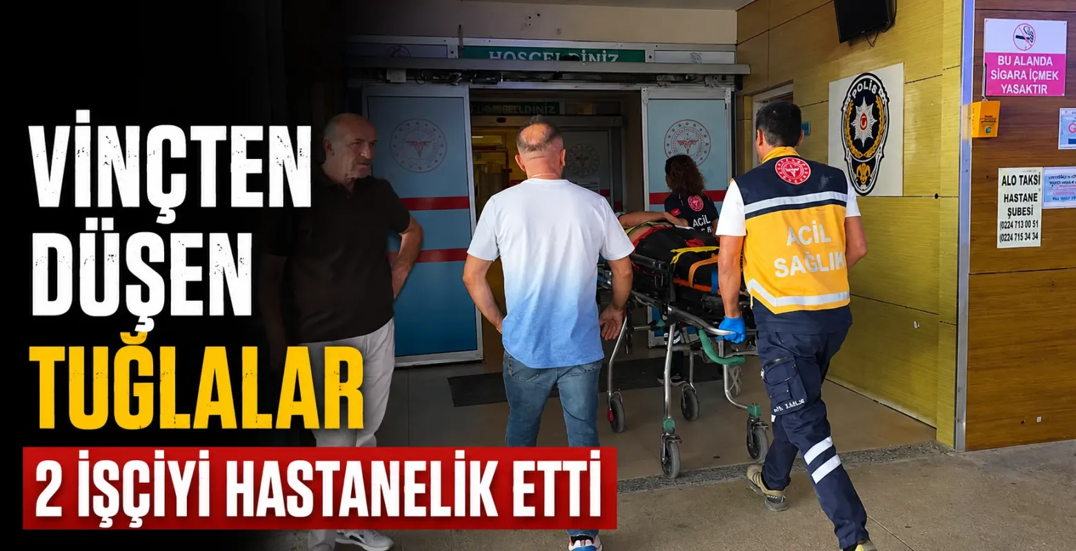Vinçten Düşen Tuğlalar 2 İşçiyi Hastanelik Etti