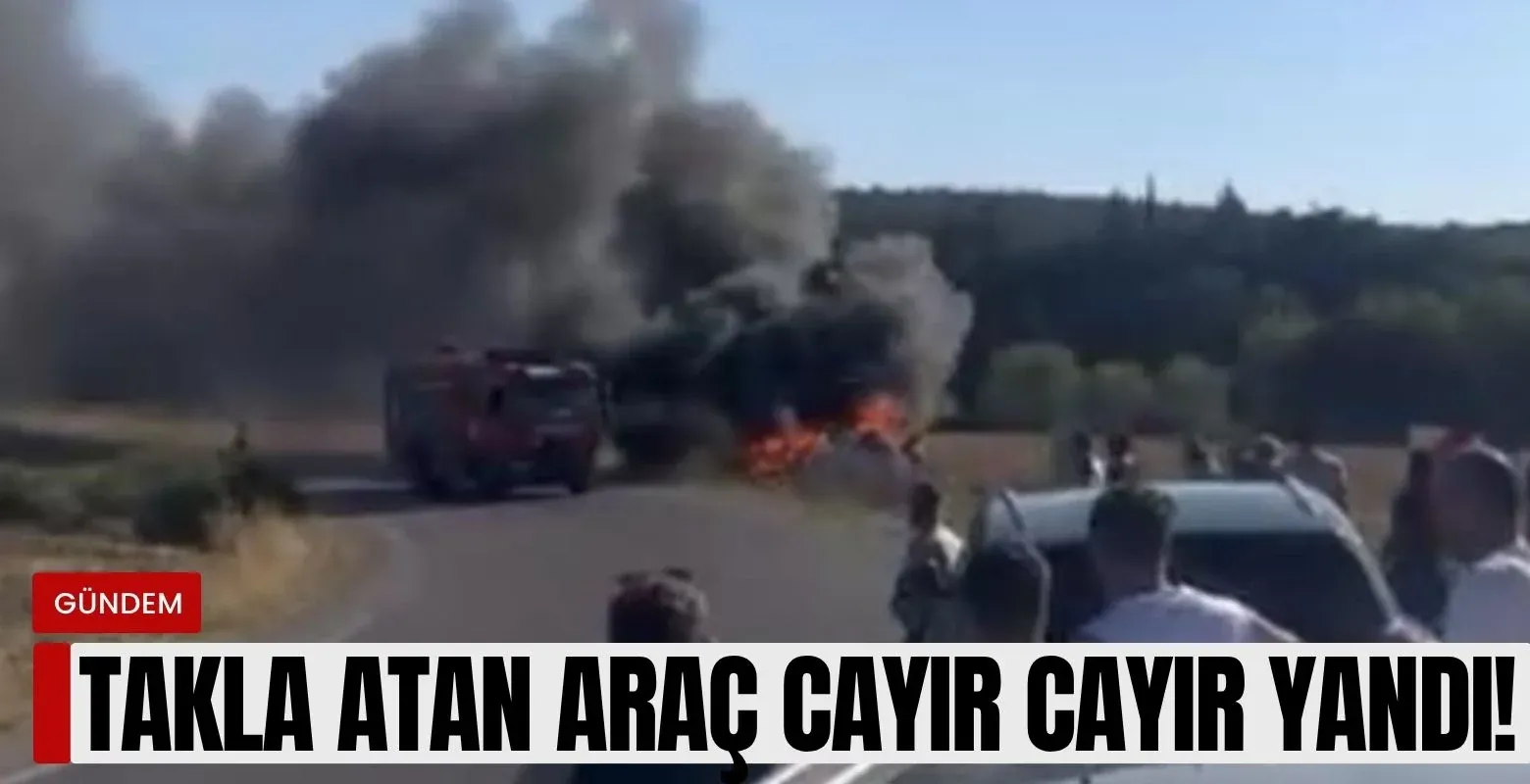 Takla atan araç cayır cayır yandı!