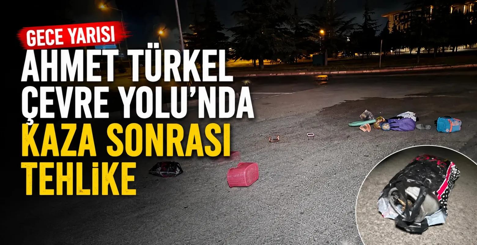Gece yarısı Ahmet Türkel Çevre Yolu’nda kaza sonrası tehlike