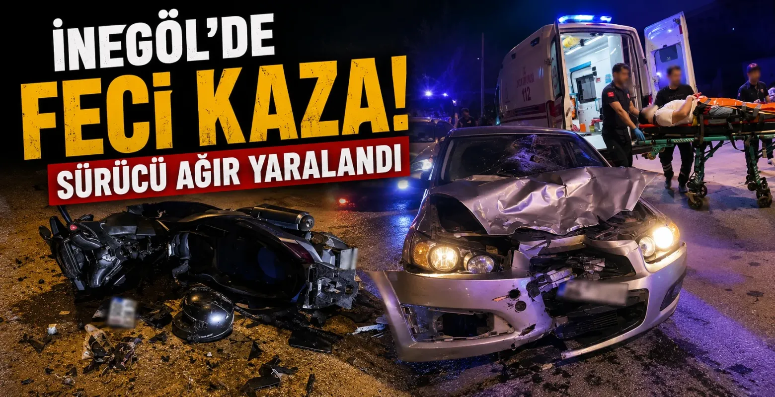 İnegöl'de feci kaza! Sürücü ağır yaralandı