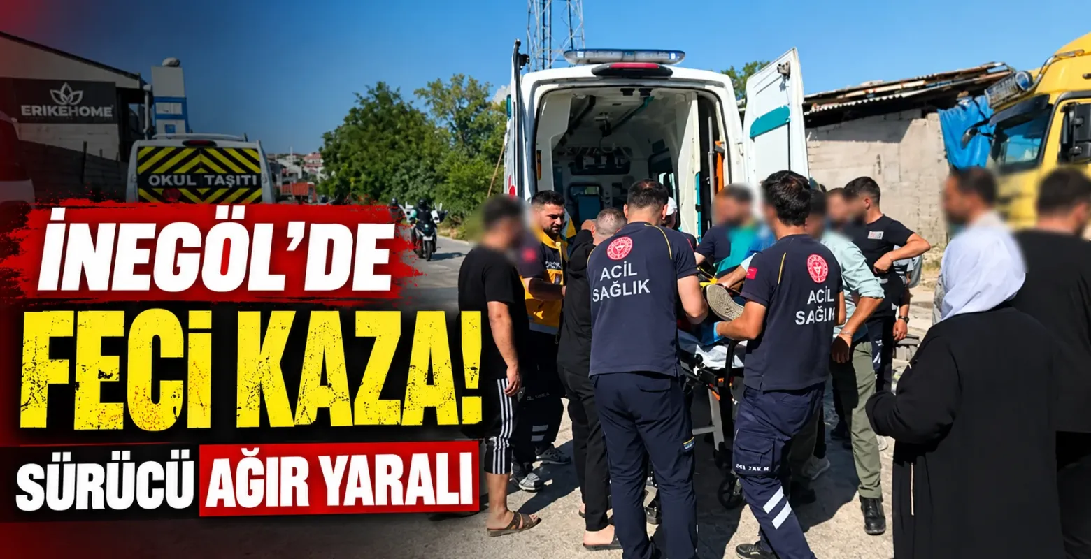 İnegöl'de feci kaza! Sürücü ağır yaralı