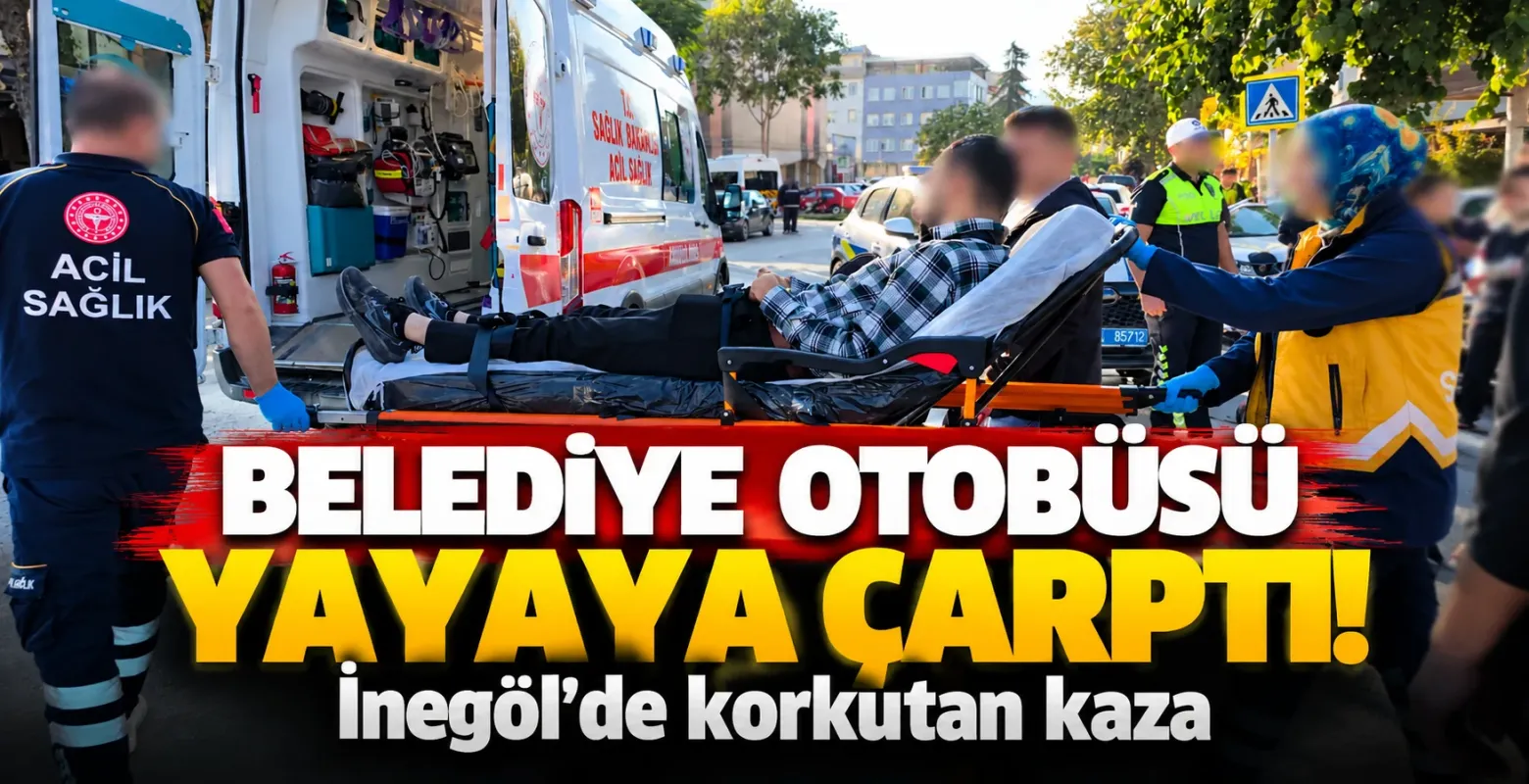 Özel halk otobüsü yayaya çarptı! İnegöl’de korkutan kaza
