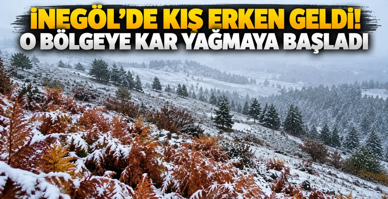 İnegöl'de Kış Erken Geldi! O Bölgeye Kar Yağmaya Başladı