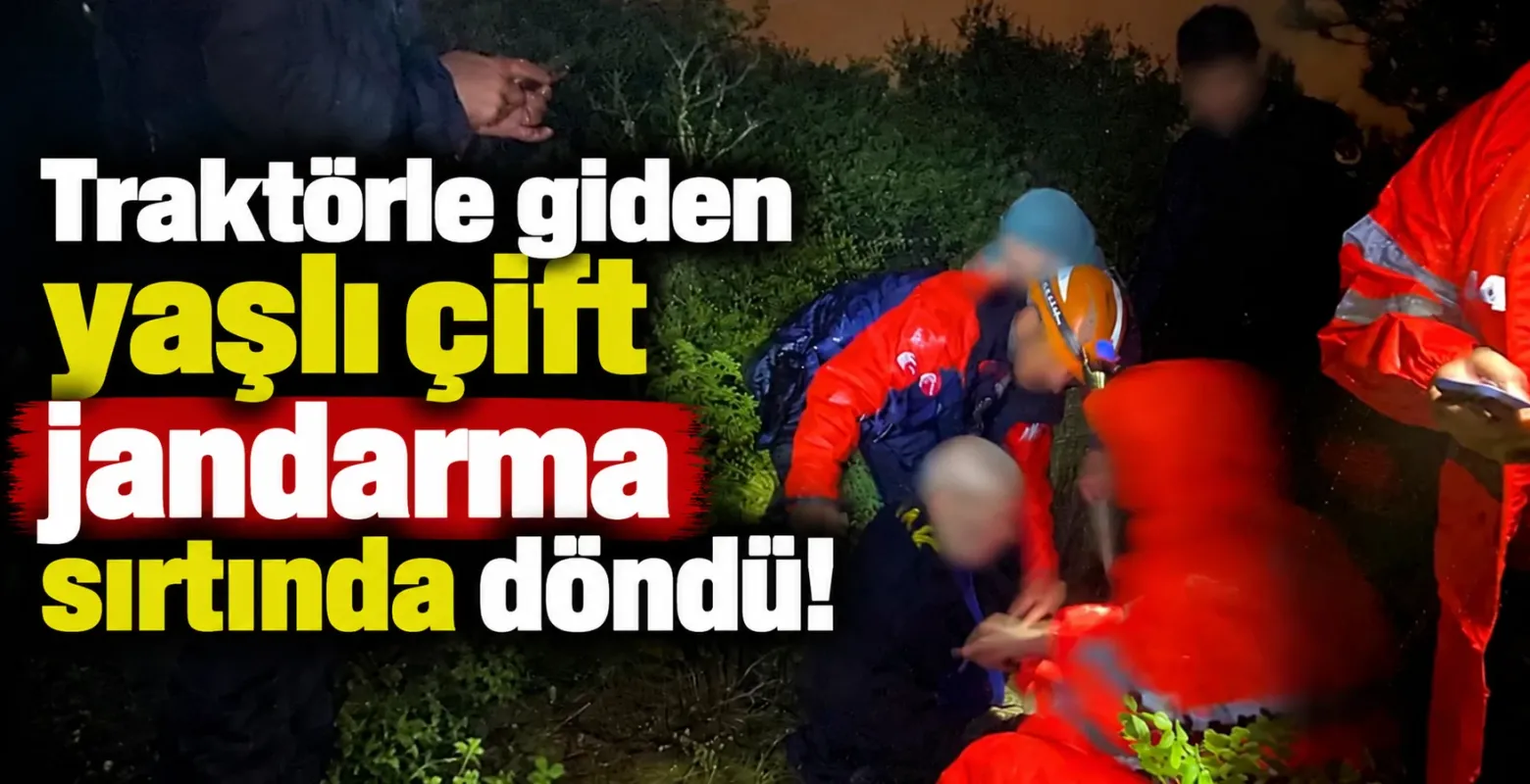 Traktörle giden yaşlı çift jandarma sırtında döndü!
